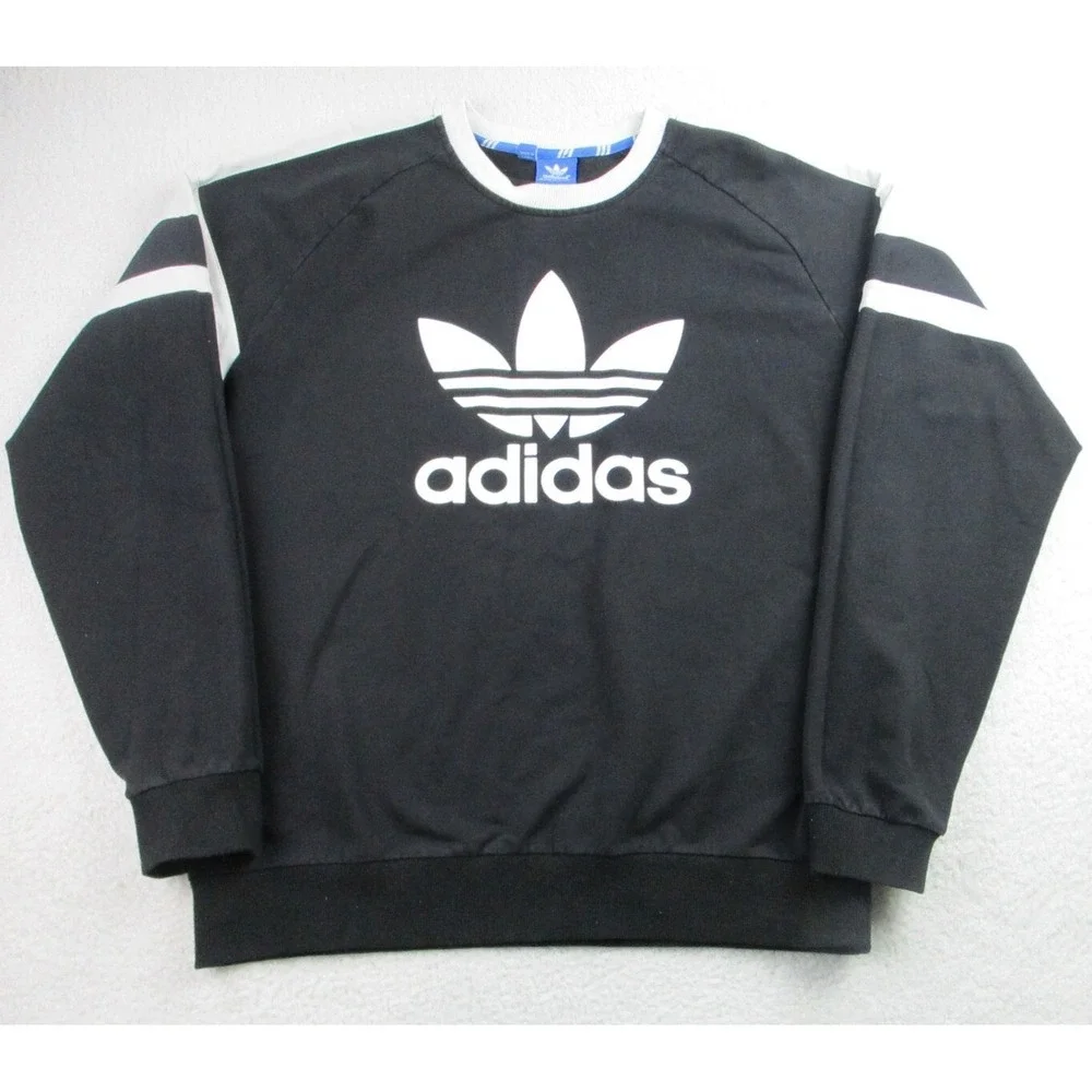 VTG Adidas Sweater‎ Mens 2XL Trefoil Crewneck Universal Black White Sweatshirt